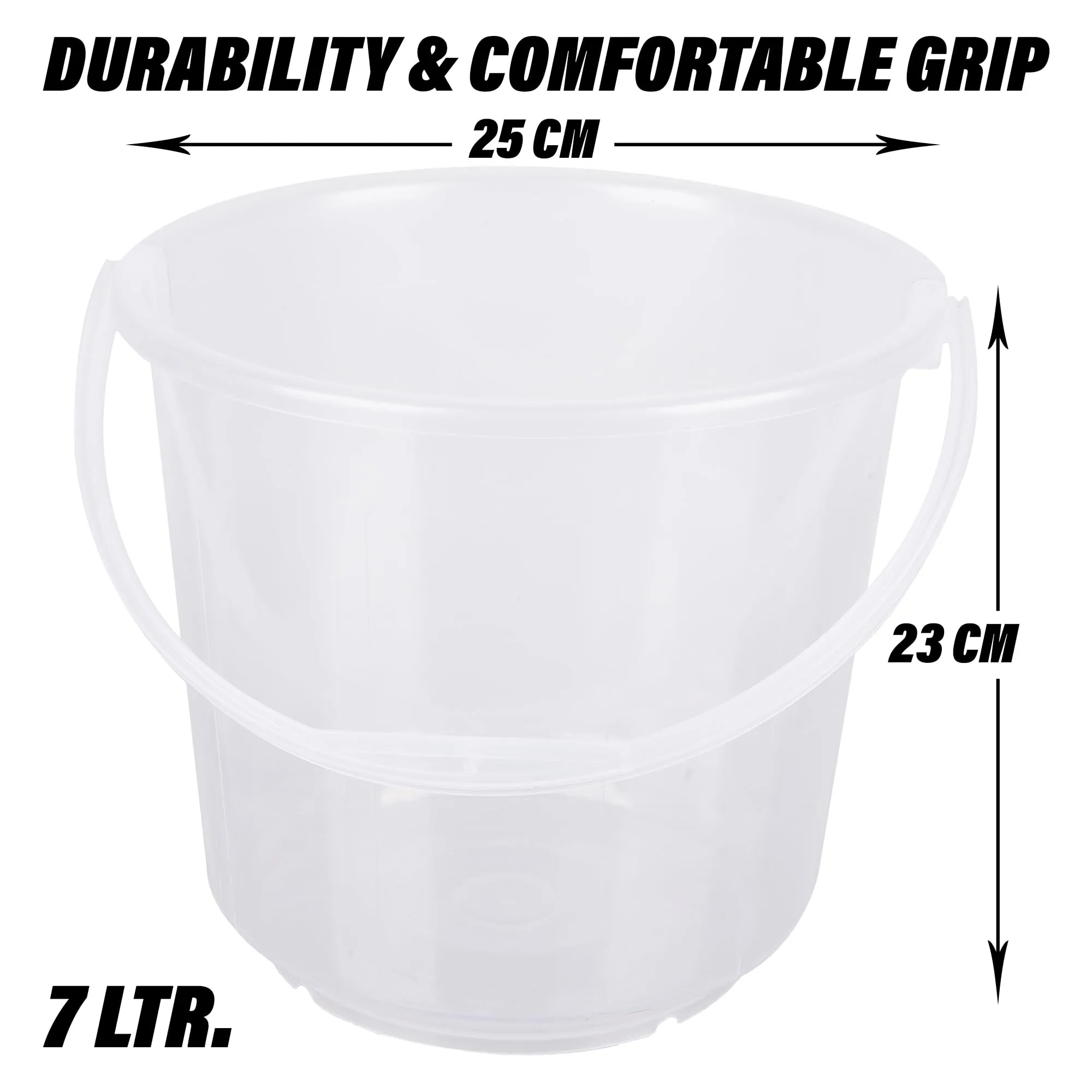 Kuber Industries Bucket | Plastic Bucket for Mopping | Bucket for Cleaning | Storage Container Bucket | Water Storage Bucket | Bathroom Bucket | Plain Bucket | 7 LTR | Transparent