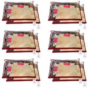 Kuber Industries Clothes Organizer For Wardrobe (Pack of 12) - Single Storage Organizer For Saree | Salwar Suit | Lehenga Chunni - Dress Organizer For Wardrobe - Single Saree Covers With Zip (Maroon)