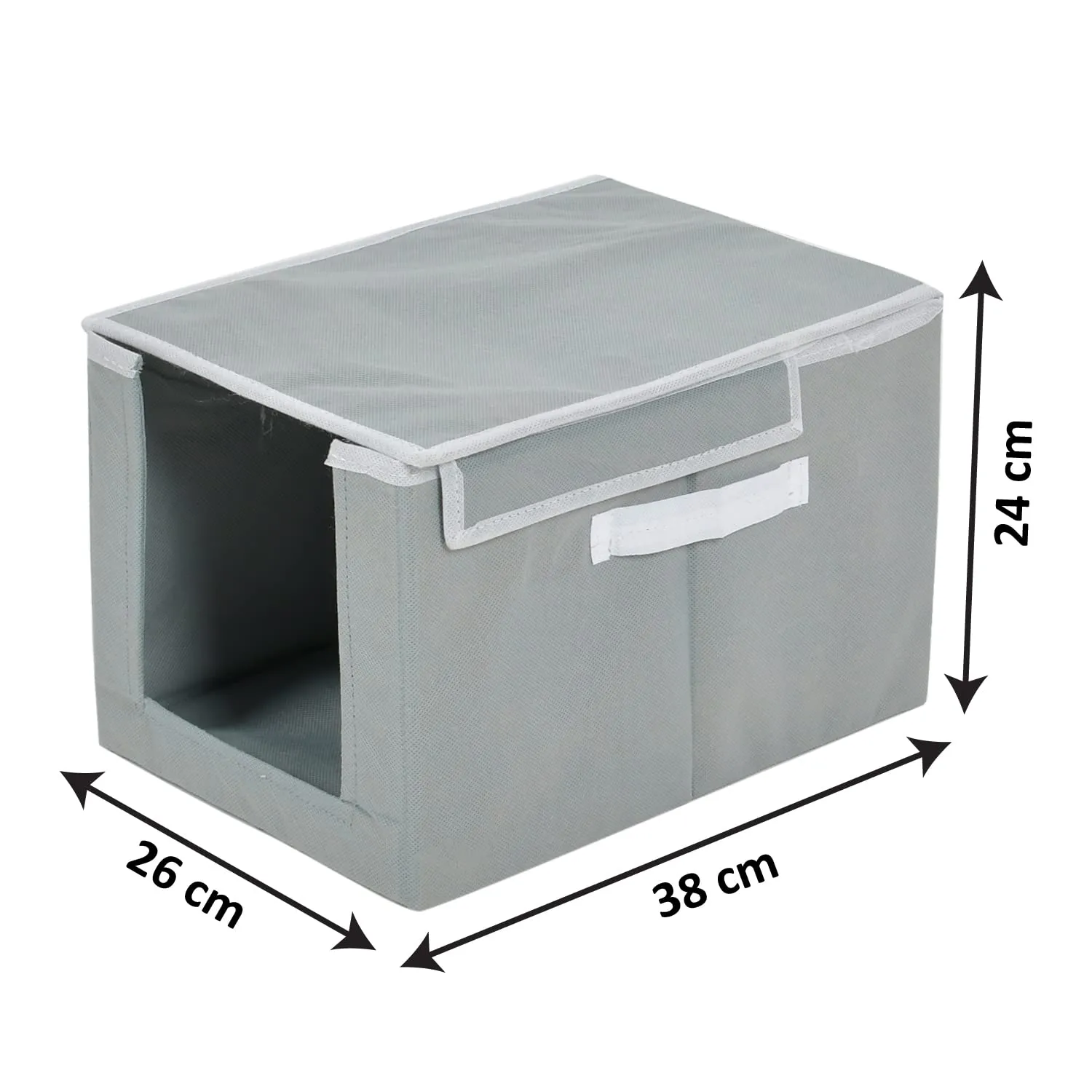 Kuber Industries Non-Woven Cloth Stacker Wardrobe Organizer/Bin With Carrying Handle & Lid- Pack of 3 (Grey)-HS43KUBMART26884