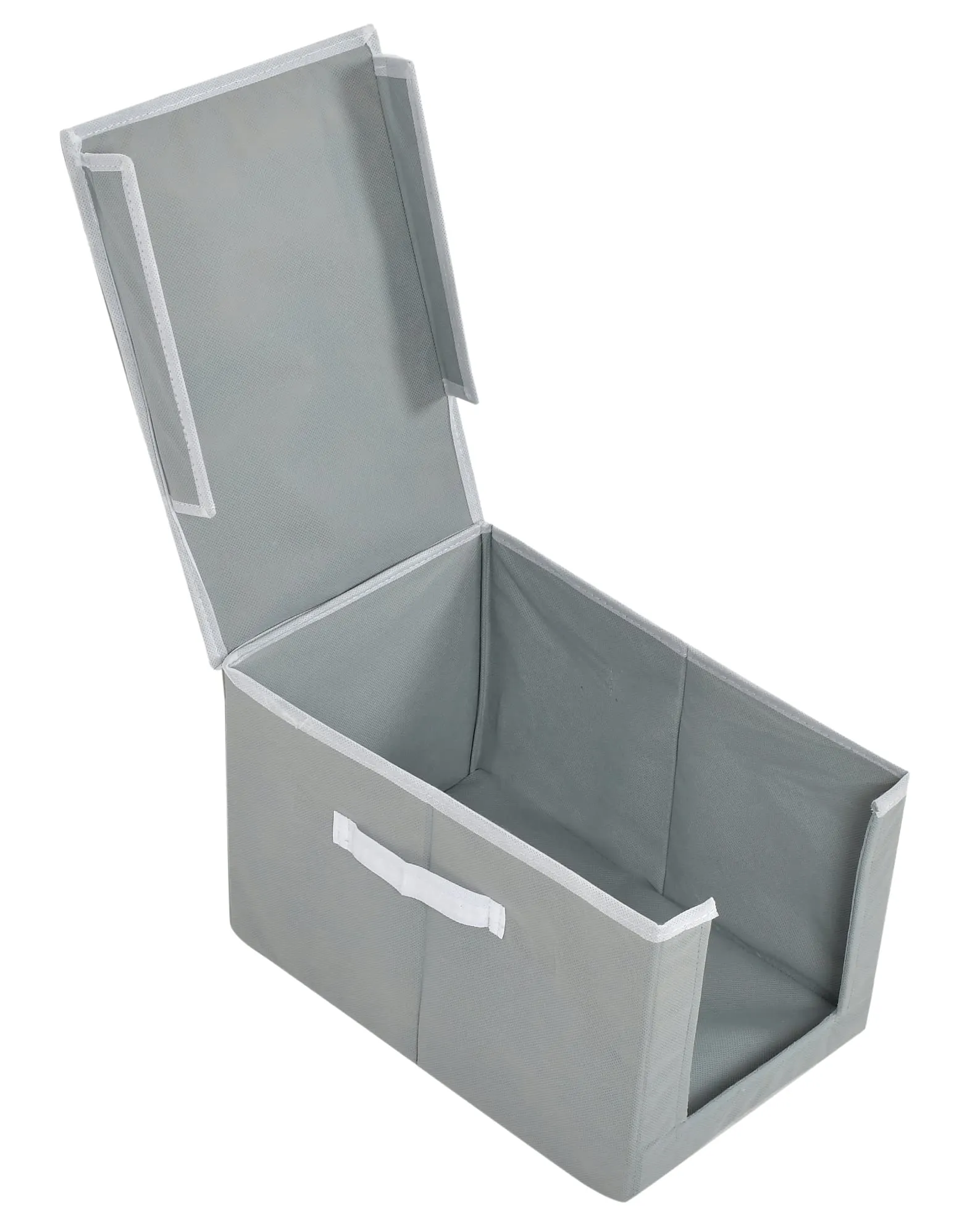 Kuber Industries Non-Woven Cloth Stacker Wardrobe Organizer/Bin With Carrying Handle & Lid- Pack of 3 (Grey)-HS43KUBMART26884