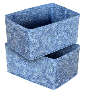 Kuber Industries Storage Box|Toy Box Storage For Kids|Foldable Storage Box| Rectangular Storage Box|Pack of 2 (Blue)