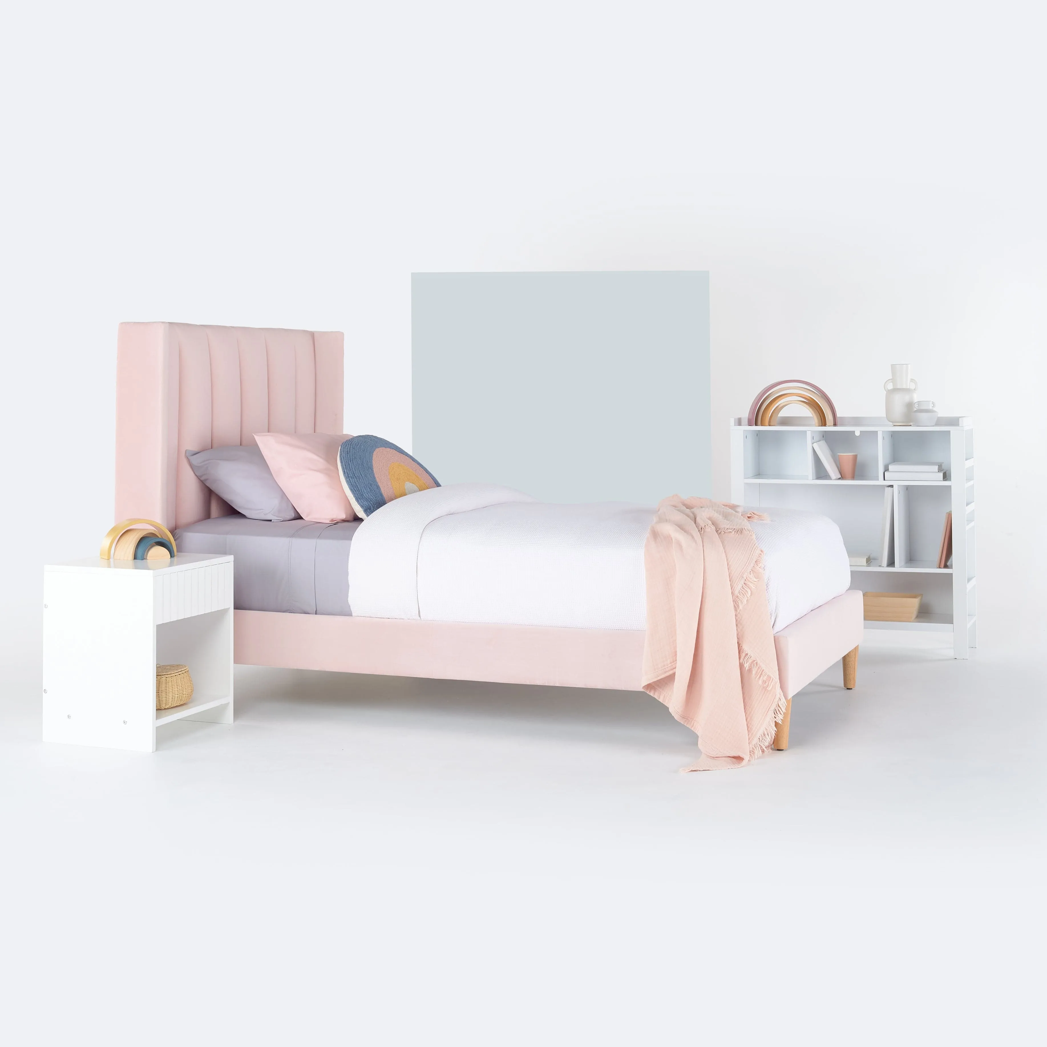 LIBERTY Upholstered Bed Pale Pink Velvet