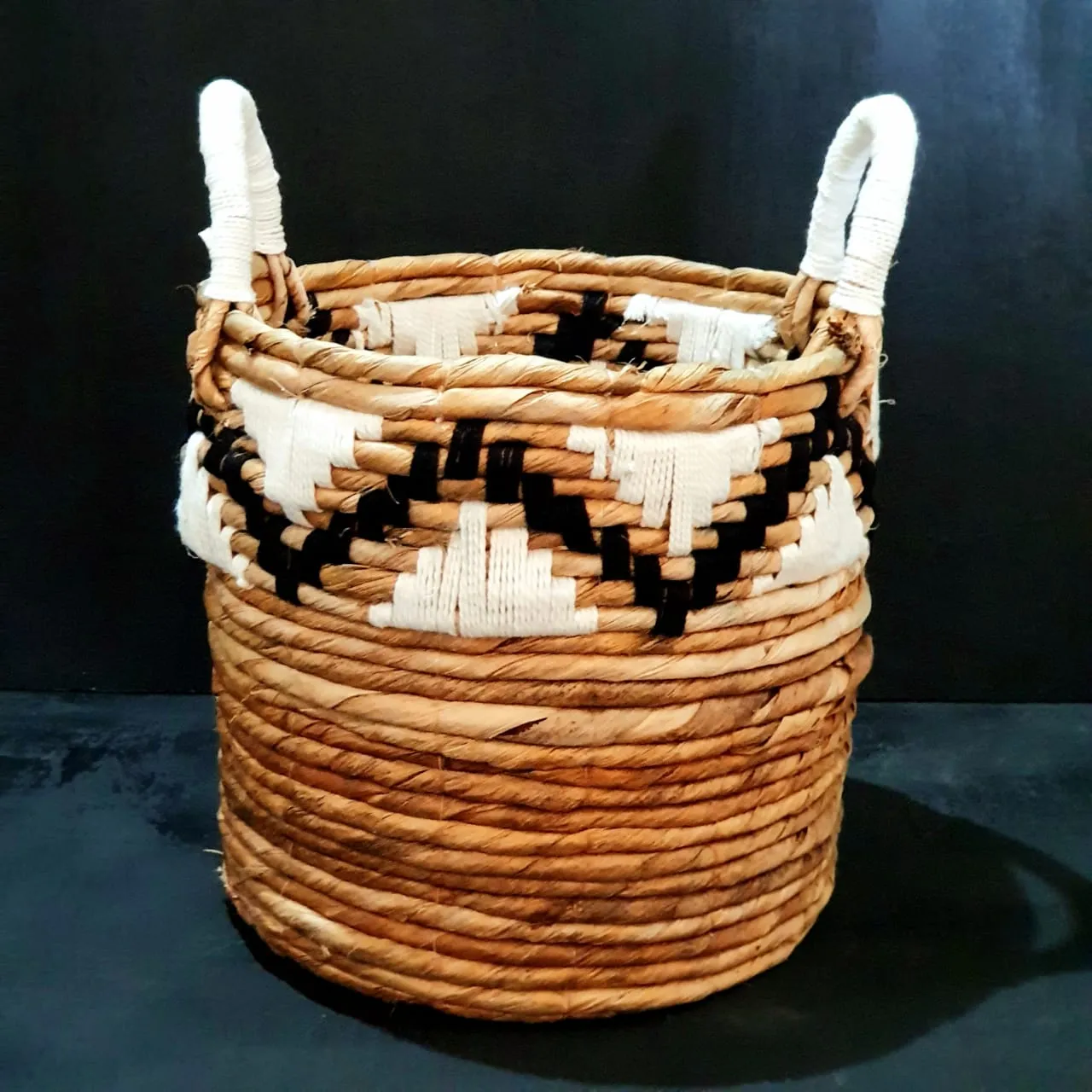 Mac Set 3 Banana Leaf Basket With Woven Zig-Zag Motif