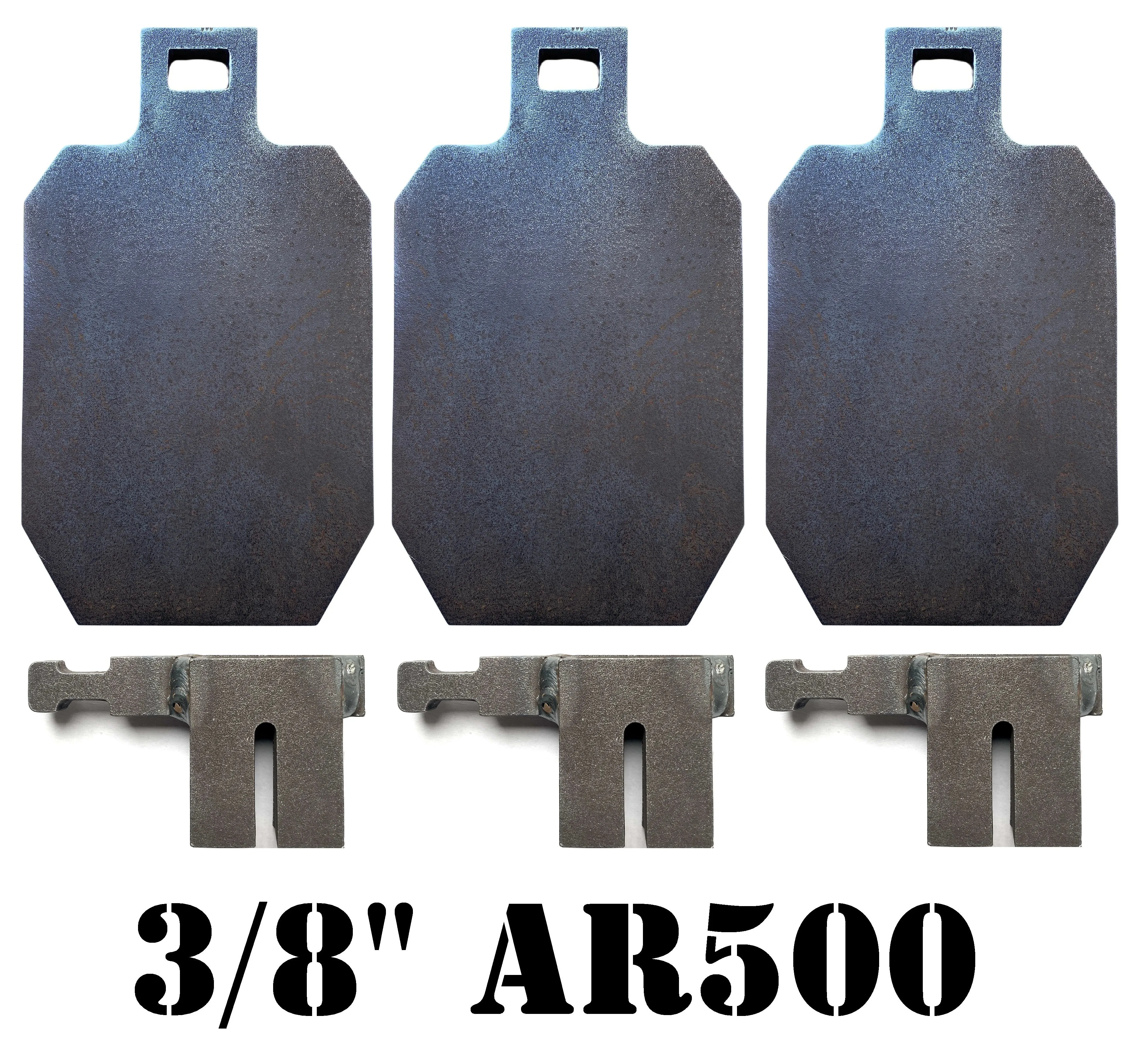 Magnum Target 3pc Interlocking 9”x5" 3/8" AR500 IDPA/IPSC Steel Shooting Range Targets w/ T-Post Hooks - HIDPA93TPH3AR500-IL