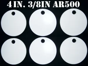 Magnum Target 4 in. AR500 Gong/Hanger Shooting Target - 3/8 Thk Pistol & Rifle Target - 6pc. Steel Target Set - H46WAR500