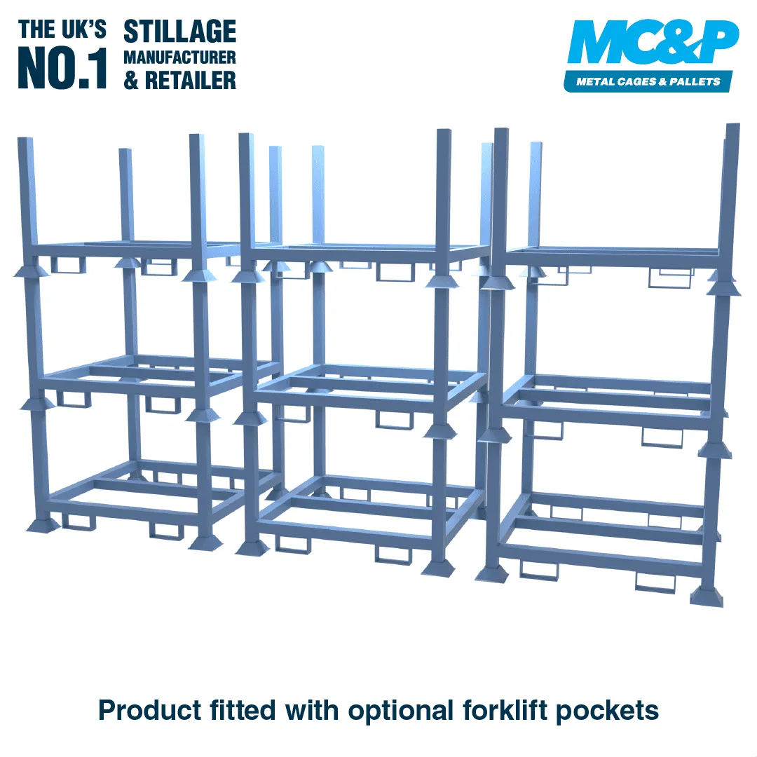 Metal Stillage Cage with Mesh Sides and Detachable Front