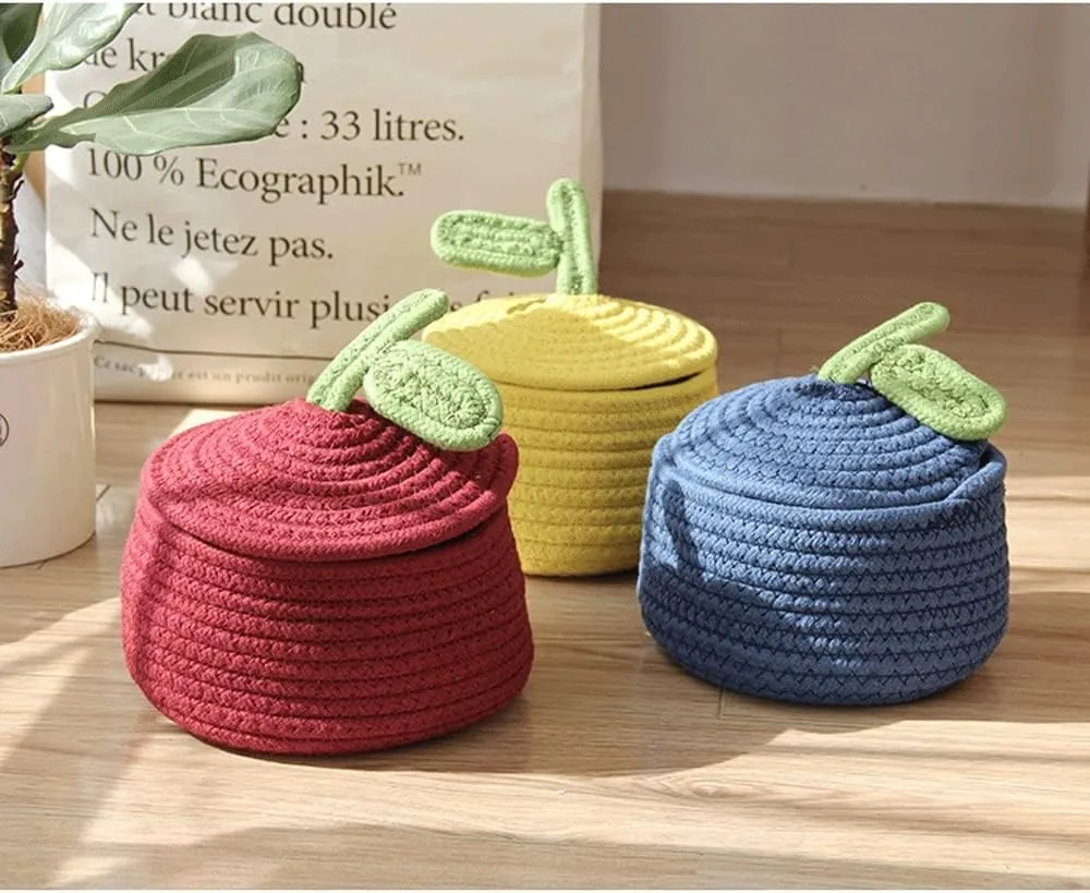 Most Viral Basket Woven With Cotton Rope (Blue)