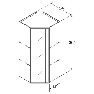 Mullion Diagonal Corner Wall Kitchen Cabinet DCMD2436 Danbury Blue LessCare 24 in. width 36 in. height 12 in. depth