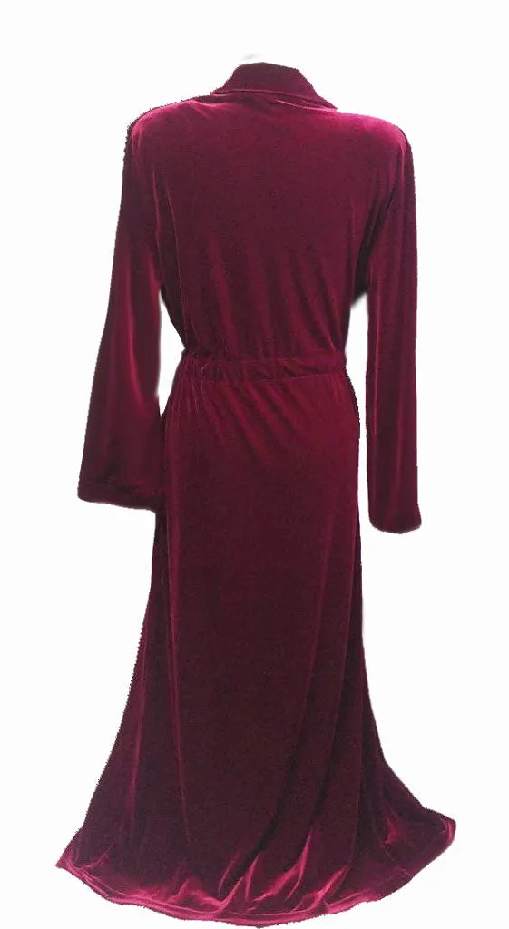 *NEW - DIAMOND TEA LUXURIOUS WRAP-STYLE VELVET VELOUR ROBE IN CRIMSON - SIZE SMALL #2