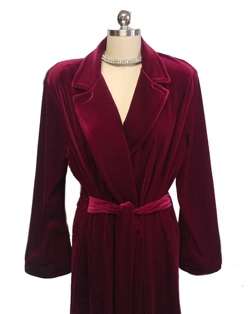 *NEW - DIAMOND TEA LUXURIOUS WRAP-STYLE VELVET VELOUR ROBE IN CRIMSON - SIZE SMALL #2