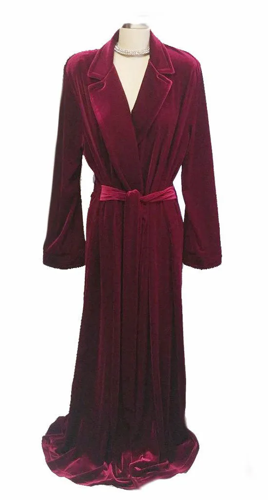 *NEW - DIAMOND TEA LUXURIOUS WRAP-STYLE VELVET VELOUR ROBE IN CRIMSON - SIZE SMALL #2