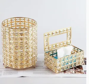 Nordic Crystal Tissue Box With Dustbin