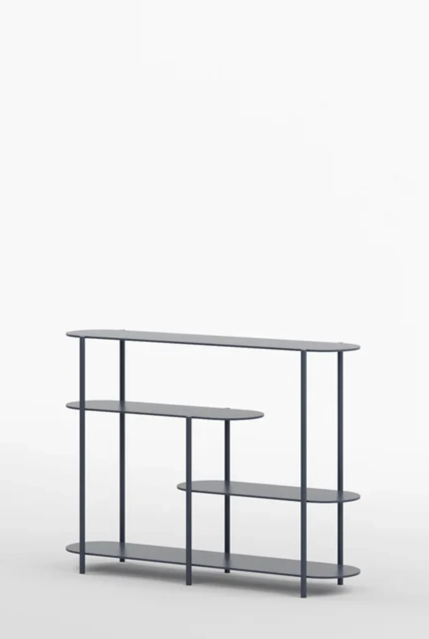 Oval Minimalist Modern Metal Console Entryway Table in Graphite Grey Colour