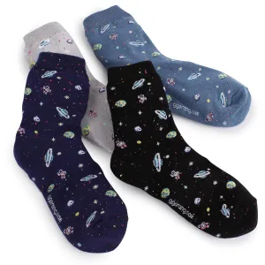 Real Space Crew Socks (4 Pairs) Women Galaxy Socks star Girls Fashion  EJ14