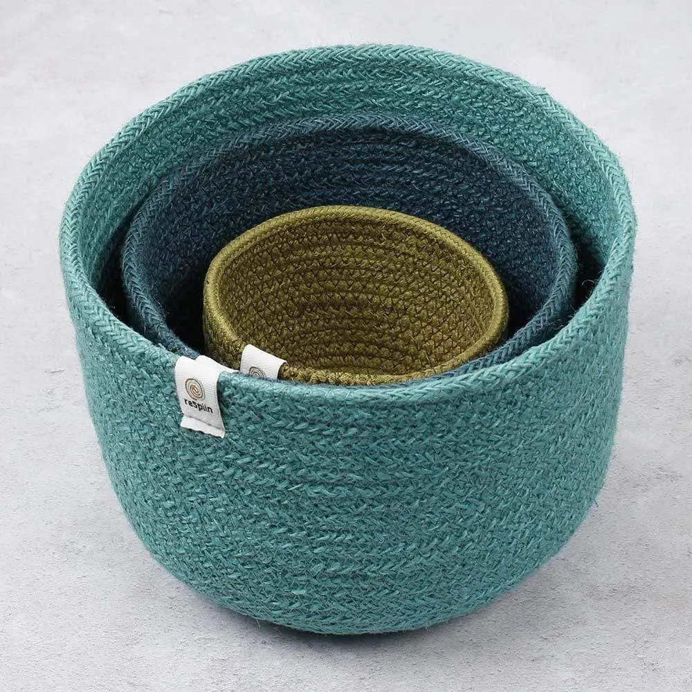 Respiin Tall Jute Basket Set - Ocean