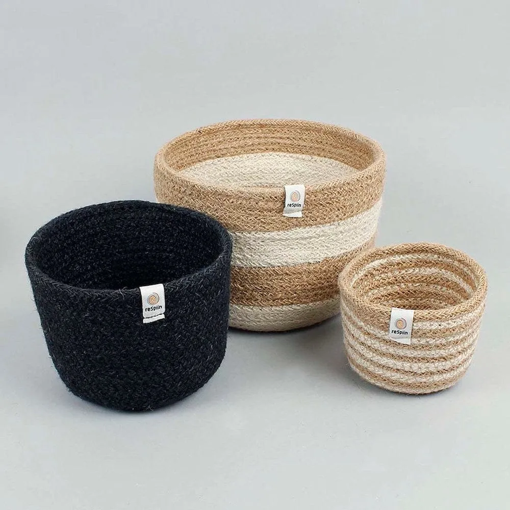 Respiin Tall Jute Basket Set - Pebble