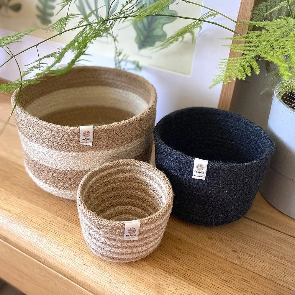 Respiin Tall Jute Basket Set - Pebble