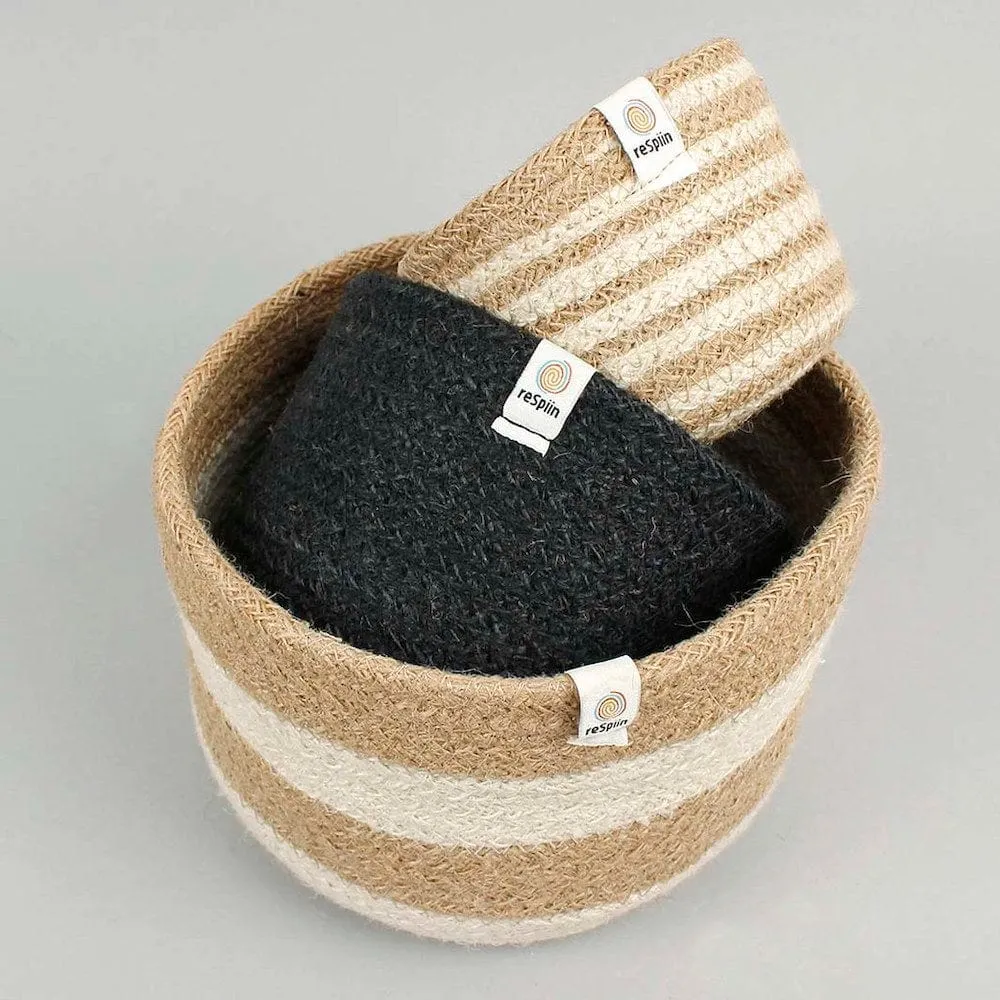 Respiin Tall Jute Basket Set - Pebble