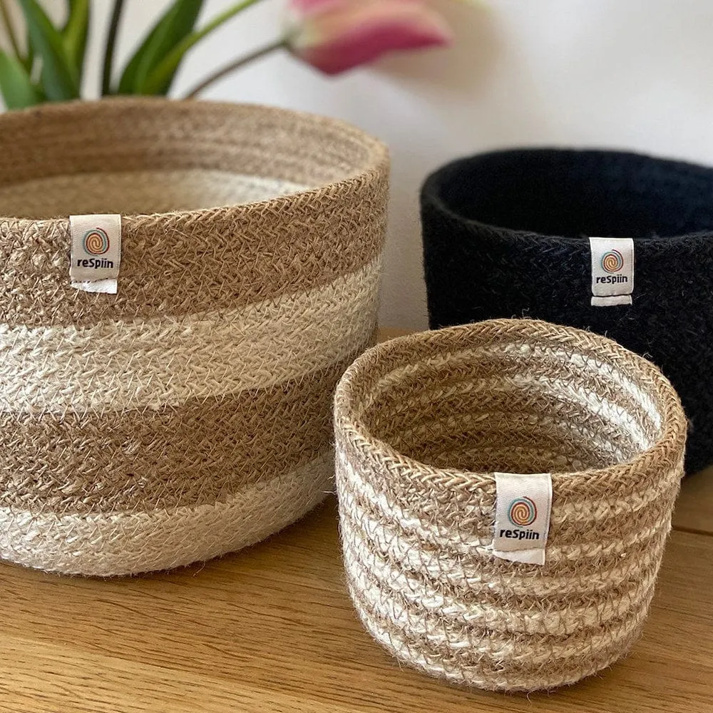 Respiin Tall Jute Basket Set - Pebble