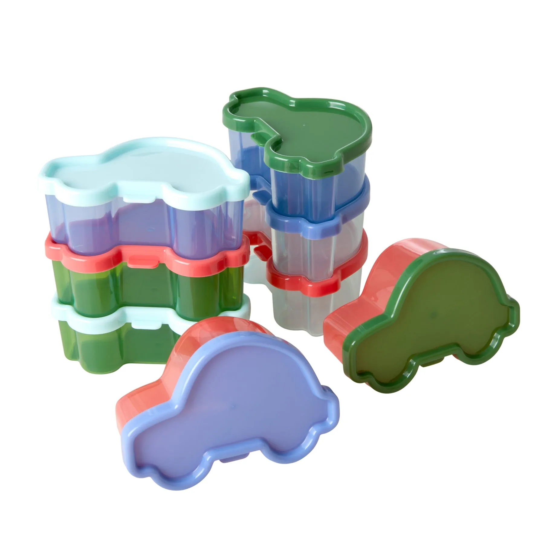 Rice DK Plastic Food Boxes Car Shaped in Assorted Colors - 8 pcs in a Net