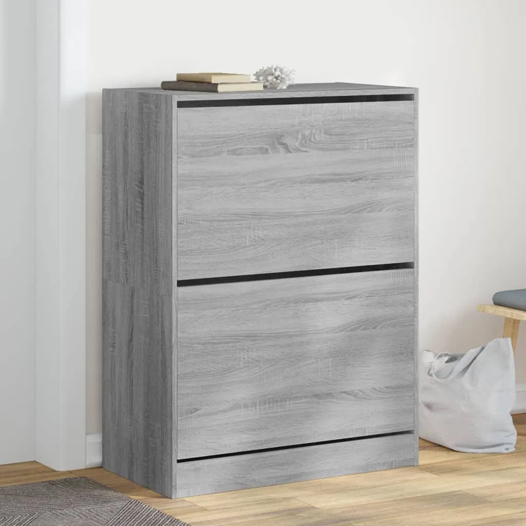 Shoe Cabinet with 2 Flip-Drawers Grey Sonoma 80x42x108 cm