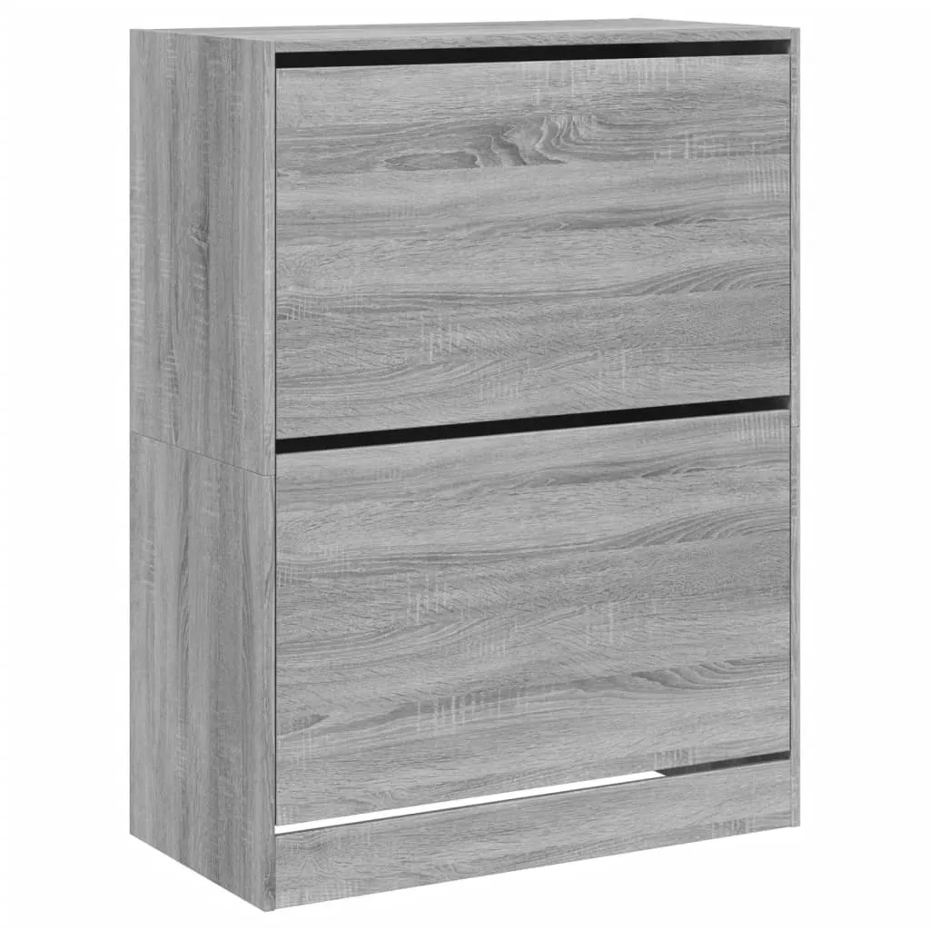 Shoe Cabinet with 2 Flip-Drawers Grey Sonoma 80x42x108 cm