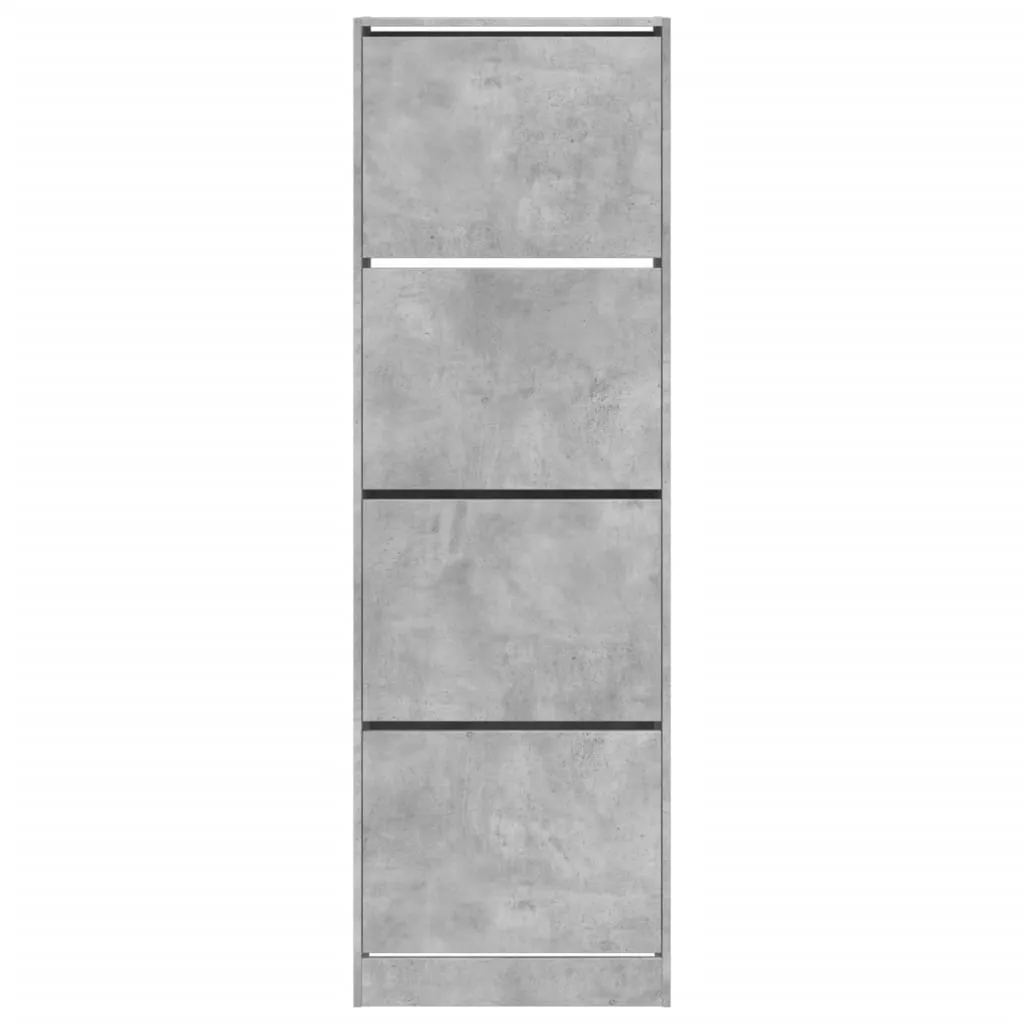 Shoe Cabinet with 4 Flip-Drawers Concrete Grey 60x34x187.5 cm