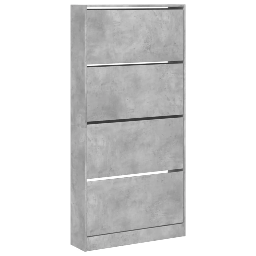 Shoe Cabinet with 4 Flip-Drawers Concrete Grey 80x21x163.5 cm