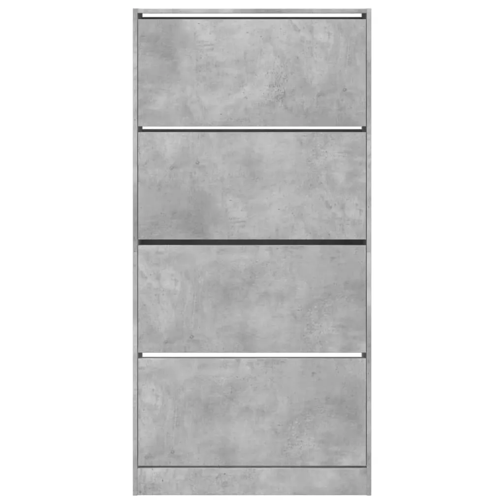 Shoe Cabinet with 4 Flip-Drawers Concrete Grey 80x21x163.5 cm