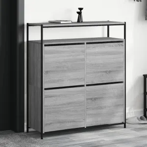 Shoe Cabinet with 4 Flip-Drawers Grey Sonoma 100x34x112 cm