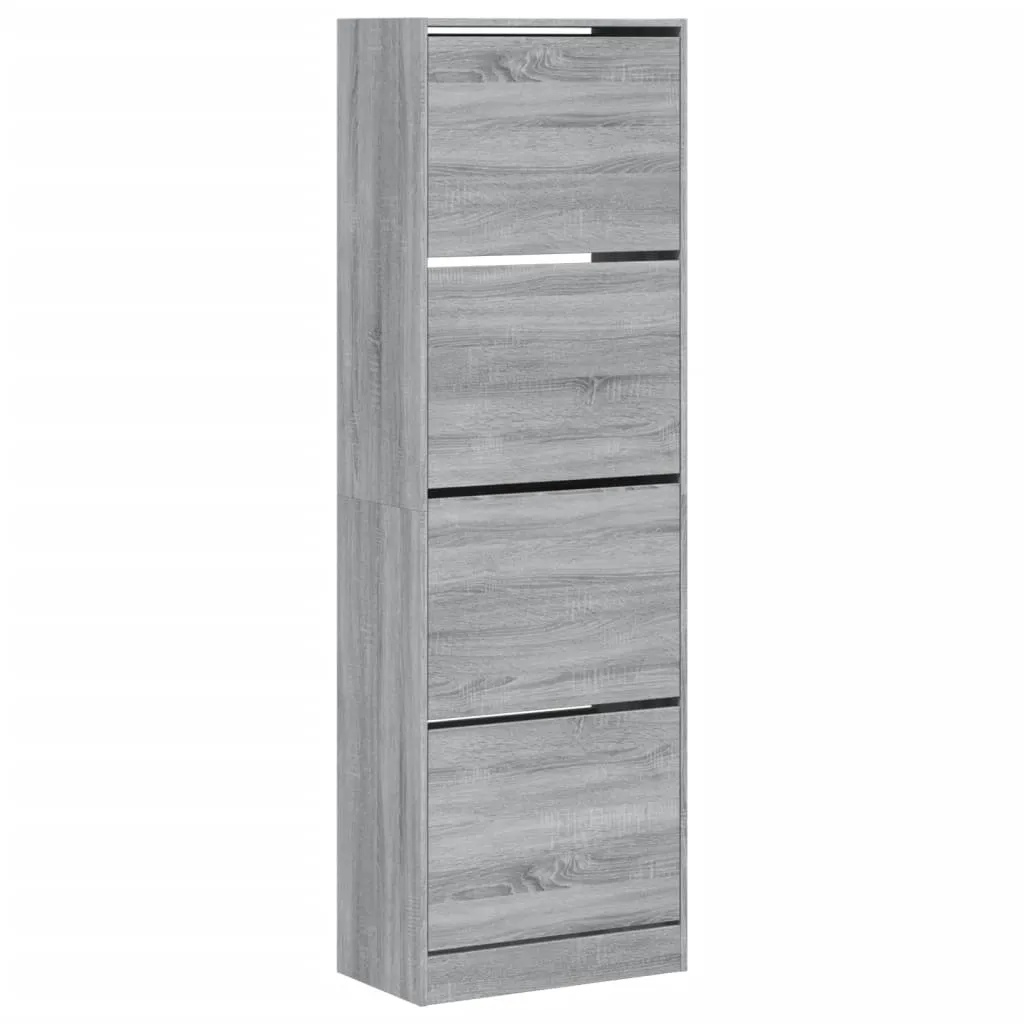 Shoe Cabinet with 4 Flip-Drawers Grey Sonoma 60x34x187.5 cm