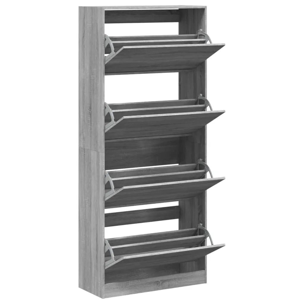 Shoe Cabinet with 4 Flip-Drawers Grey Sonoma 80x34x187.5 cm