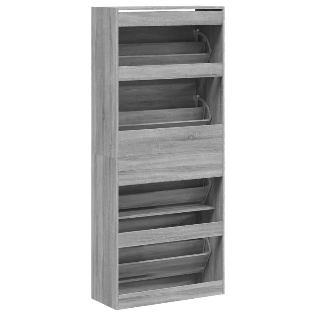 Shoe Cabinet with 4 Flip-Drawers Grey Sonoma 80x34x187.5 cm