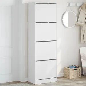 Shoe Cabinet with 4 Flip-Drawers White 60x34x187.5 cm