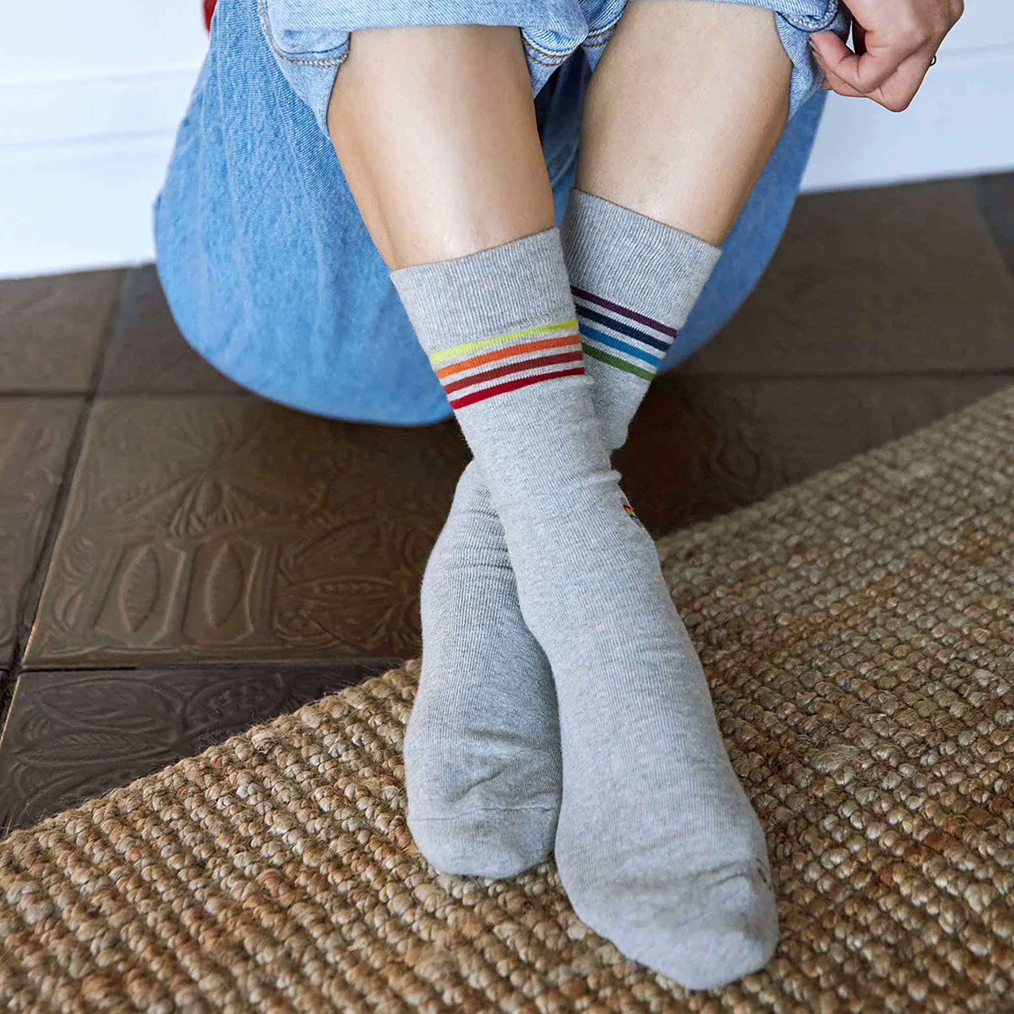 Socks that Save LGBTQ Lives (Alternating Rainbow Stripes) -  Medium