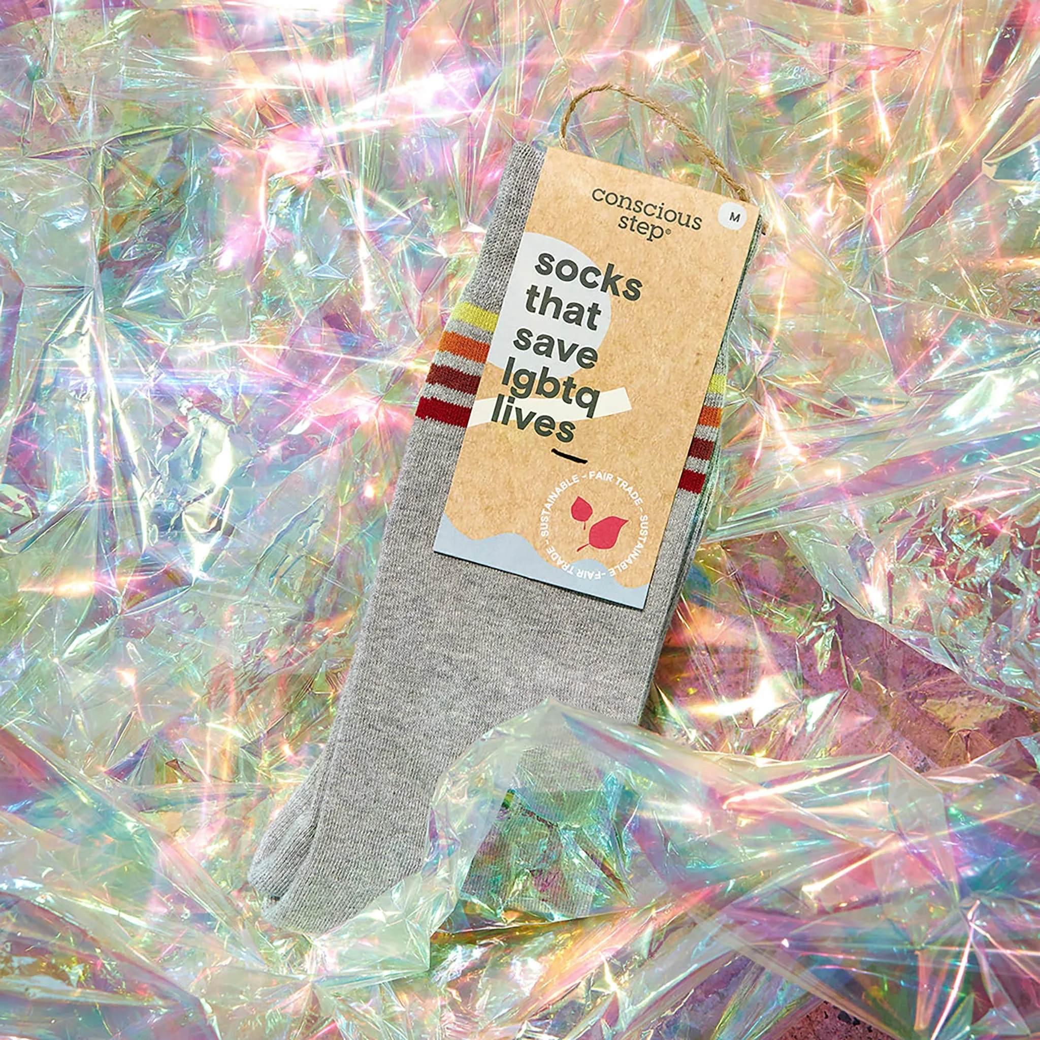 Socks that Save LGBTQ Lives (Alternating Rainbow Stripes) -  Medium