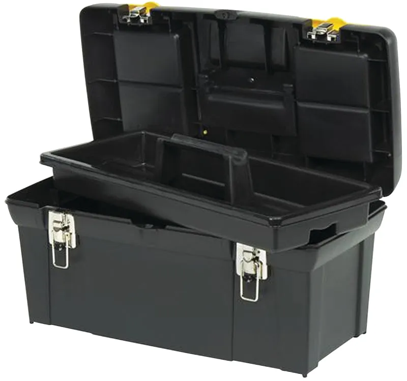 Stanley 024013S Tool Box with Tray, 8.1 gal, Plastic, Black/Yellow, 5-Compartment :EA: QUANTITY: 1