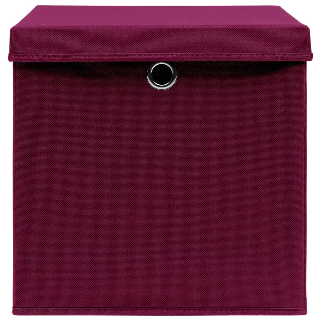 Storage Boxes with Lids 10 pcs Dark Red 32x32x32 cm Fabric