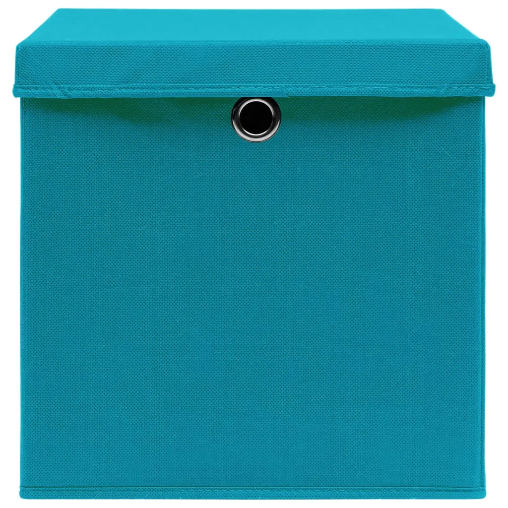 Storage Boxes with Lids 4 pcs Baby Blue 32x32x32 cm Fabric