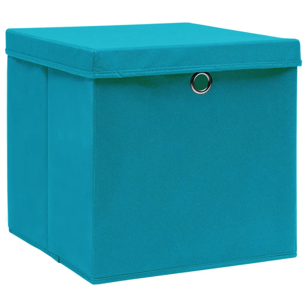 Storage Boxes with Lids 4 pcs Baby Blue 32x32x32 cm Fabric