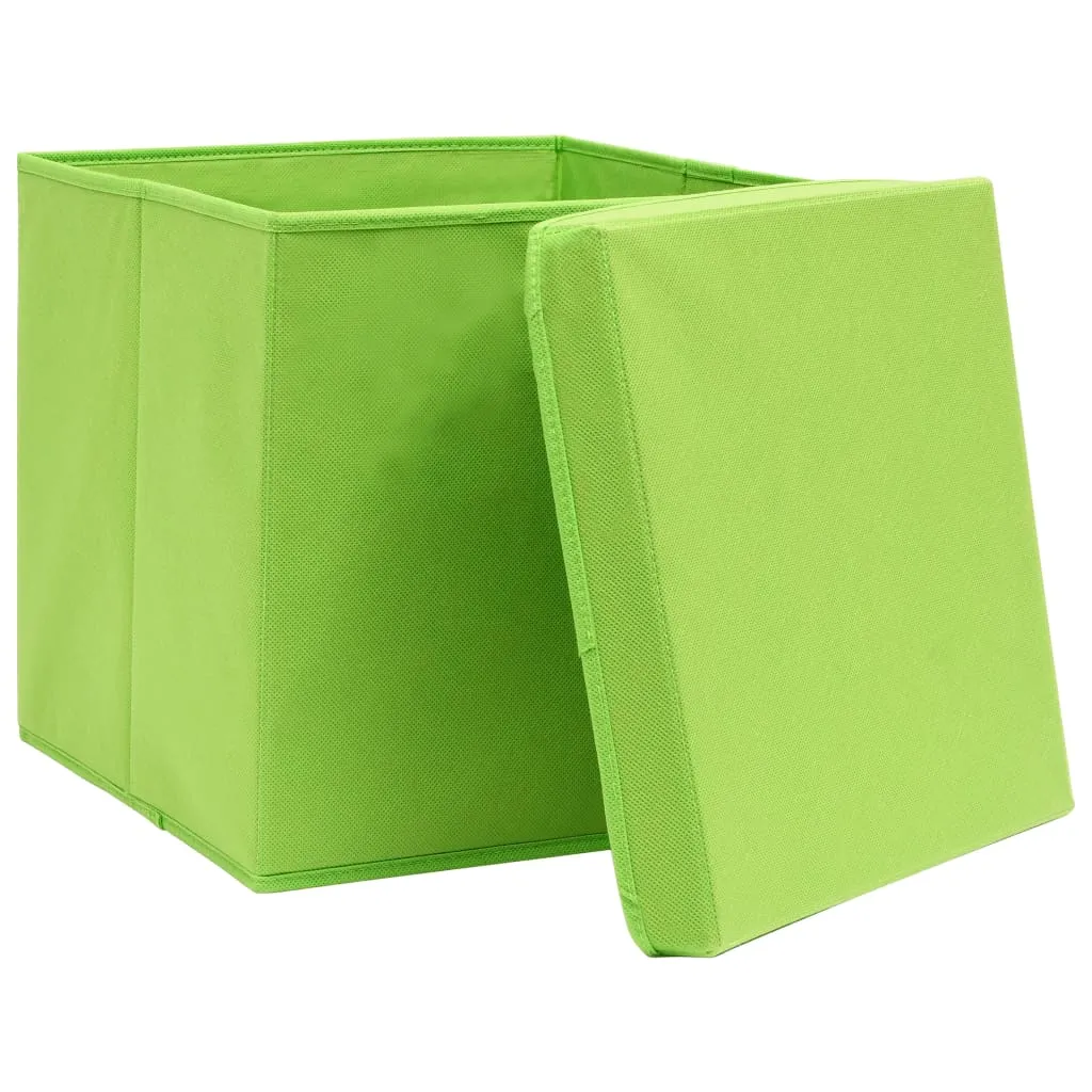 Storage Boxes with Lids 4 pcs Green 32x32x32 cm Fabric