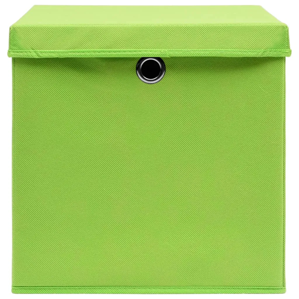 Storage Boxes with Lids 4 pcs Green 32x32x32 cm Fabric