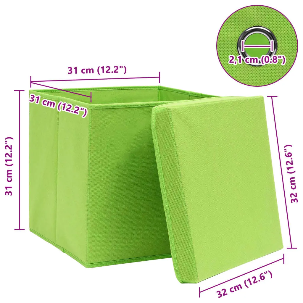 Storage Boxes with Lids 4 pcs Green 32x32x32 cm Fabric