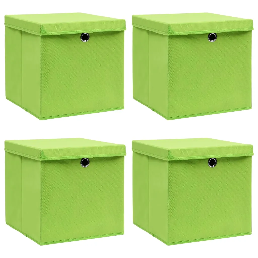 Storage Boxes with Lids 4 pcs Green 32x32x32 cm Fabric