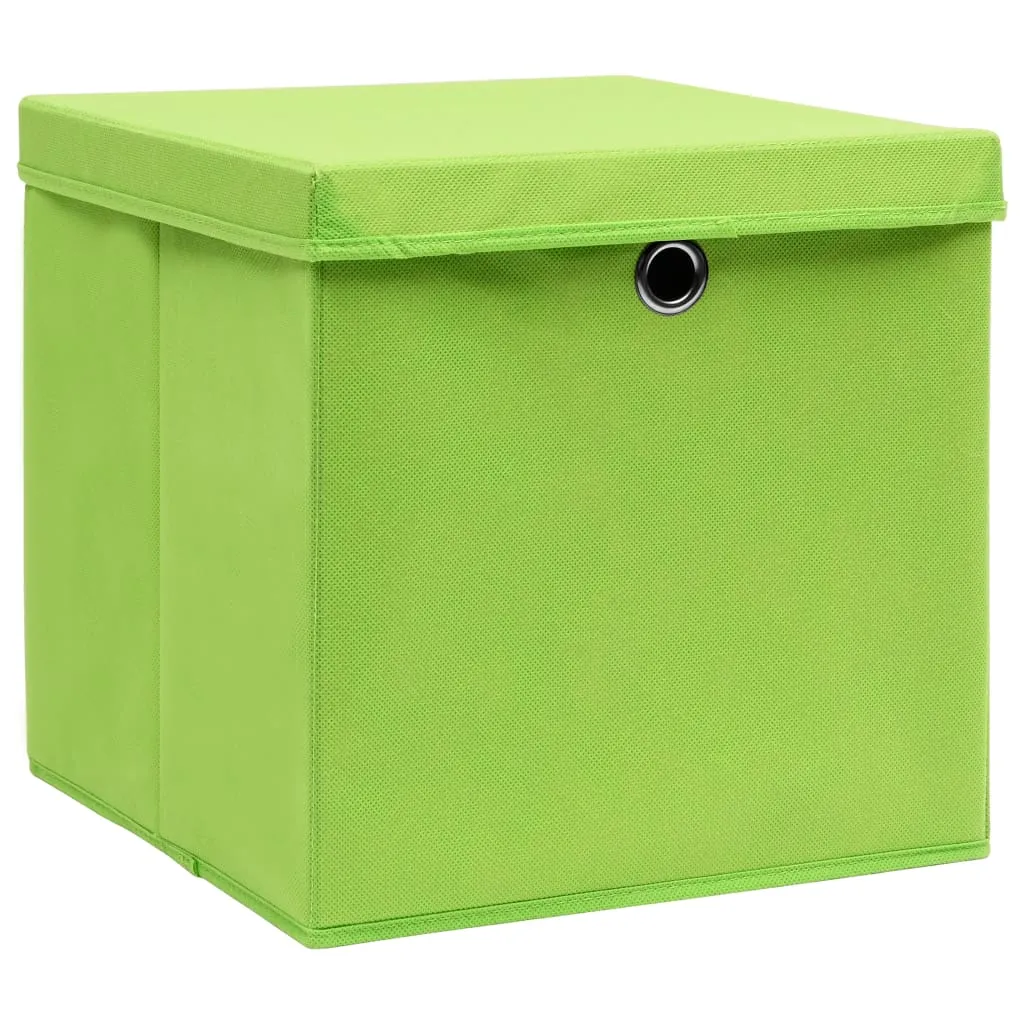 Storage Boxes with Lids 4 pcs Green 32x32x32 cm Fabric