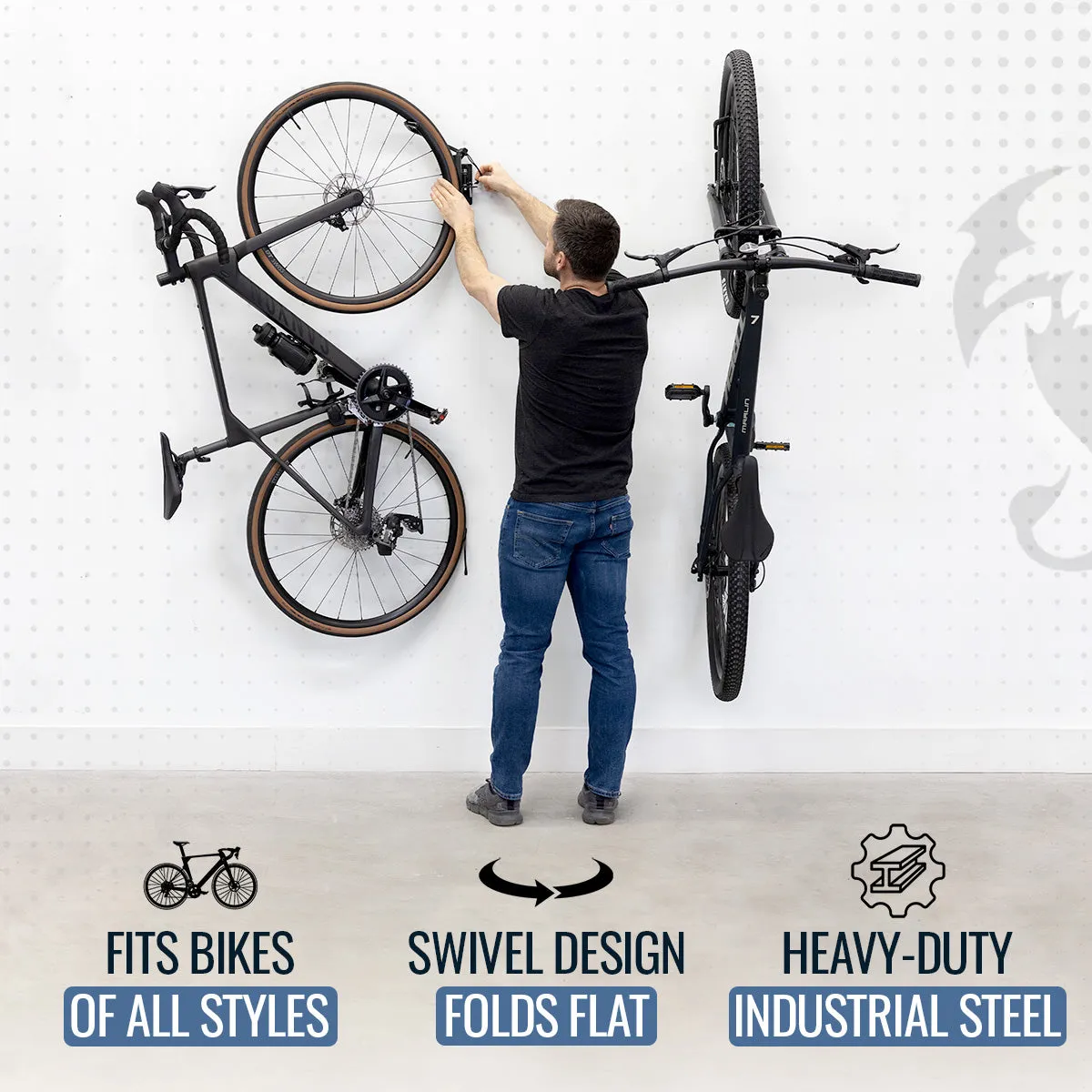 Swivel Mount Bike Storage Rack | Garage Wall Hook | Deep Water