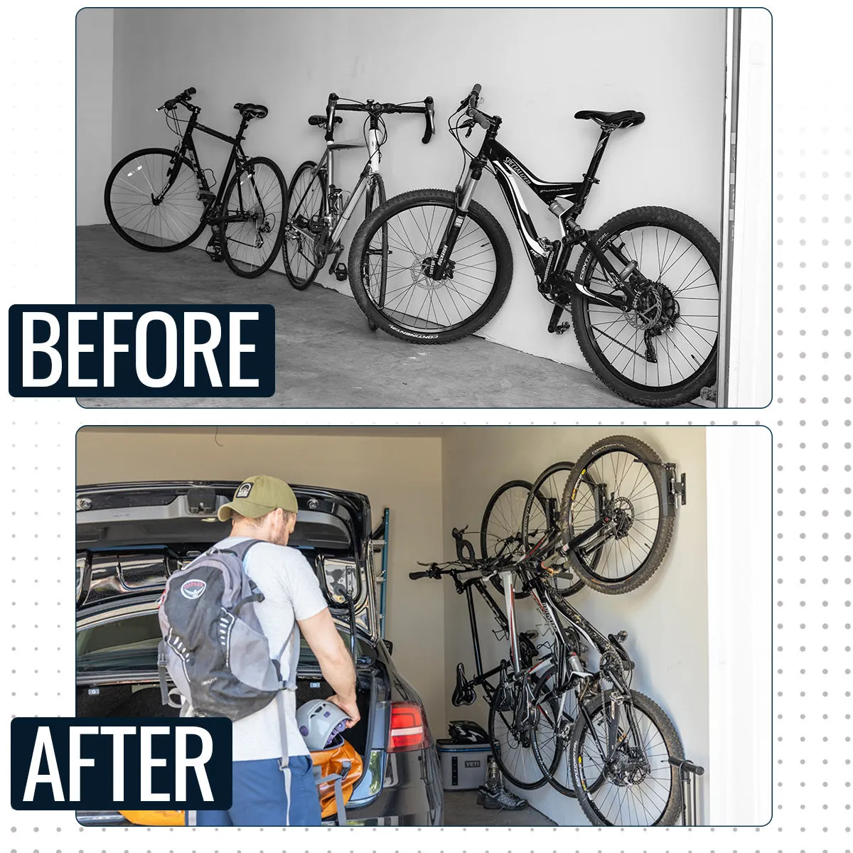 Swivel Mount Bike Storage Rack | Garage Wall Hook | Deep Water