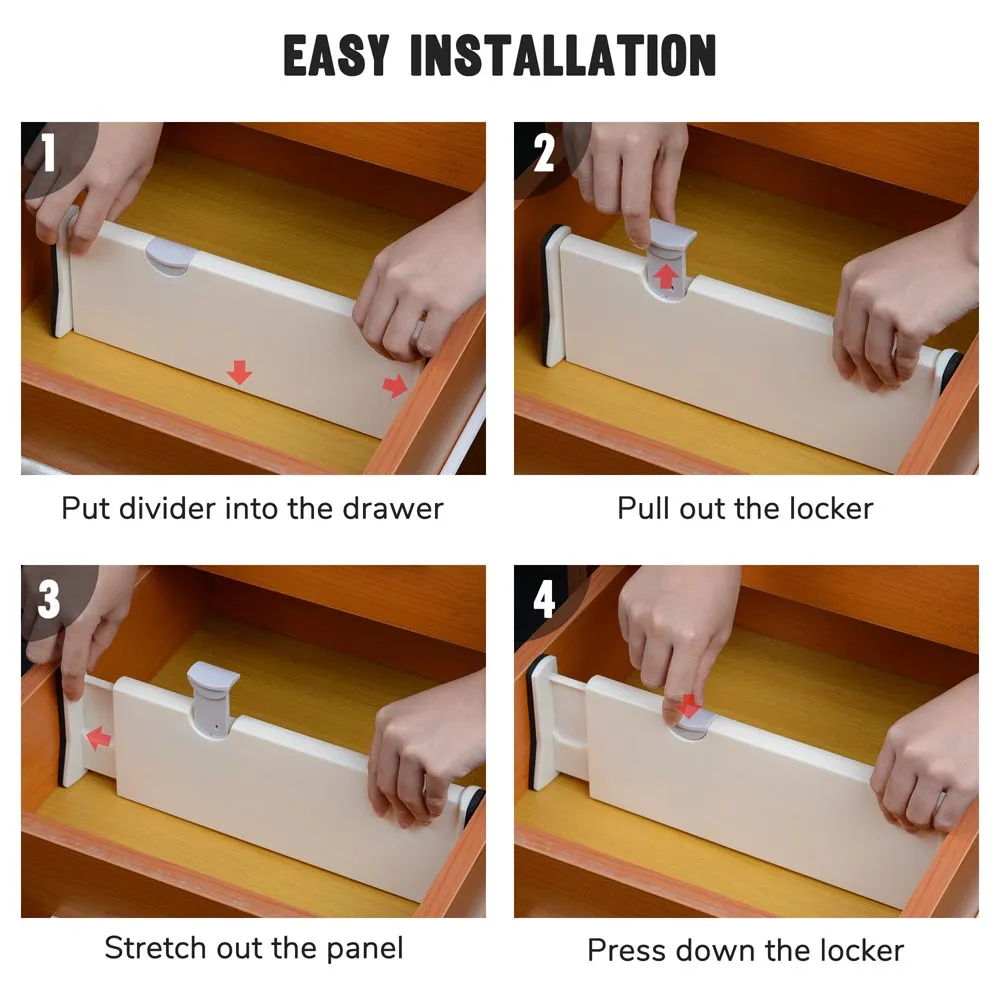 TheLAShop Dresser Drawer Dividers 4"Hx11-17" Expandable 2-Pack