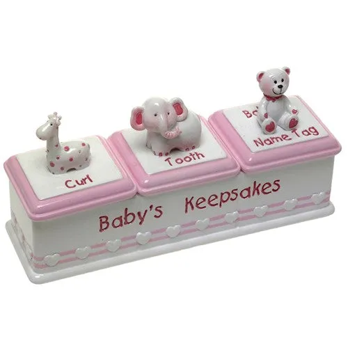 Triple Baby Keepsake Box - Pink