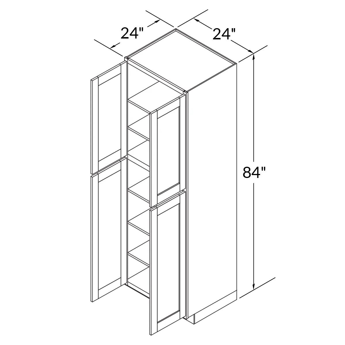 Utility Kitchen Cabinet U2484 Milan Slate 24 in. width 84 in. height 24 in. depth